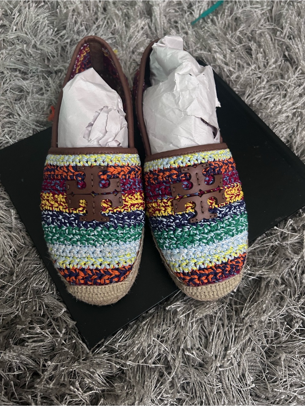 Tory Burch Multicolor Crochet Espadrille Slip-Ons